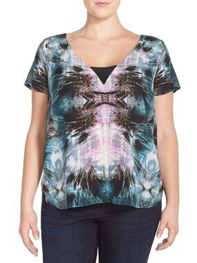 Tart Collections Thelma Women's Cutout Back 100% Silk Blouse Top Plus Size 2X